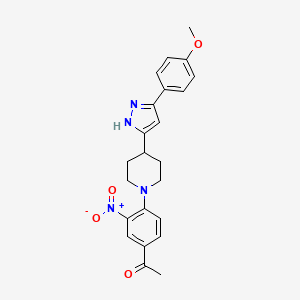 molecular formula C23H24N4O4 B2902787 1-(4-{4-[5-(4-methoxyphenyl)-1H-pyrazol-3-yl]piperidino}-3-nitrophenyl)-1-ethanone CAS No. 1026092-88-5