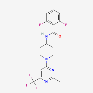molecular formula C18H17F5N4O B2902808 2,6-difluoro-N-{1-[2-methyl-6-(trifluoromethyl)-4-pyrimidinyl]-4-piperidyl}benzamide CAS No. 1775527-15-5
