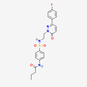 molecular formula C22H23FN4O4S B2902810 N-(4-(N-(2-(3-(4-fluorophenyl)-6-oxopyridazin-1(6H)-yl)ethyl)sulfamoyl)phenyl)butyramide CAS No. 921553-53-9