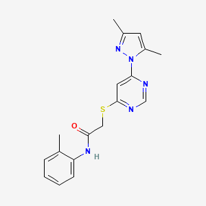 molecular formula C18H19N5OS B2902821 2-((6-(3,5-dimethyl-1H-pyrazol-1-yl)pyrimidin-4-yl)thio)-N-(o-tolyl)acetamide CAS No. 1251628-30-4