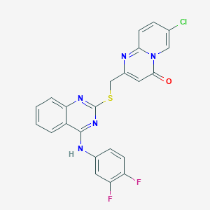 molecular formula C23H14ClF2N5OS B2902825 7-chloro-2-(((4-((3,4-difluorophenyl)amino)quinazolin-2-yl)thio)methyl)-4H-pyrido[1,2-a]pyrimidin-4-one CAS No. 896698-71-8