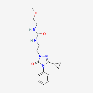 molecular formula C17H23N5O3 B2902827 1-(2-(3-cyclopropyl-5-oxo-4-phenyl-4,5-dihydro-1H-1,2,4-triazol-1-yl)ethyl)-3-(2-methoxyethyl)urea CAS No. 1396758-63-6