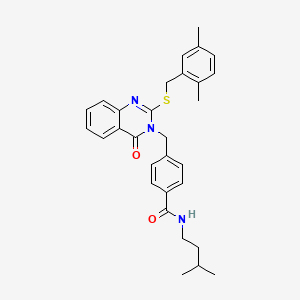 molecular formula C30H33N3O2S B2902830 4-((2-((2,5-dimethylbenzyl)thio)-4-oxoquinazolin-3(4H)-yl)methyl)-N-isopentylbenzamide CAS No. 1115549-98-8