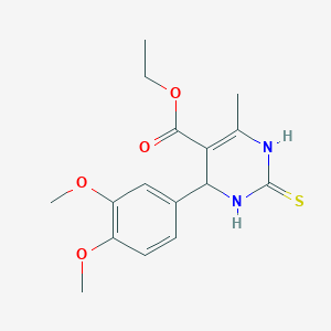 molecular formula C16H20N2O4S B2902831 4-(3,4-二甲氧基苯基)-6-甲基-2-硫代-1,2,3,4-四氢嘧啶-5-羧酸乙酯 CAS No. 113697-56-6