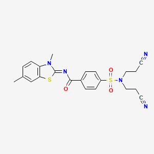 4-[bis(2-cyanoethyl)sulfamoyl]-N-(3,6-dimethyl-1,3-benzothiazol-2-ylidene)benzamide
