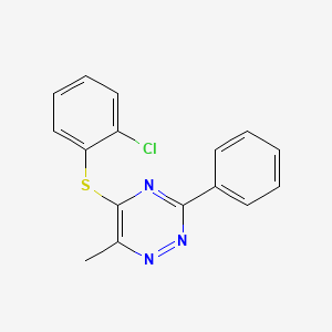 molecular formula C16H12ClN3S B2902883 2-Chlorophenyl 6-methyl-3-phenyl-1,2,4-triazin-5-yl sulfide CAS No. 339013-28-4