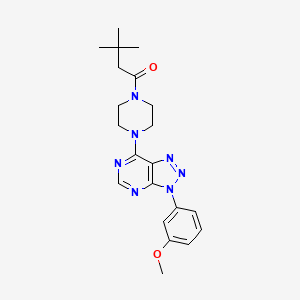 molecular formula C21H27N7O2 B2902895 1-(4-(3-(3-methoxyphenyl)-3H-[1,2,3]triazolo[4,5-d]pyrimidin-7-yl)piperazin-1-yl)-3,3-dimethylbutan-1-one CAS No. 920205-17-0