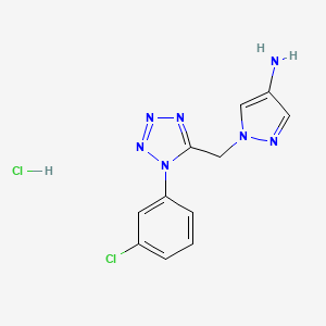 molecular formula C11H11Cl2N7 B2902897 1-{[1-(3-chlorophenyl)-1H-1,2,3,4-tetrazol-5-yl]methyl}-1H-pyrazol-4-amine hydrochloride CAS No. 2111646-82-1