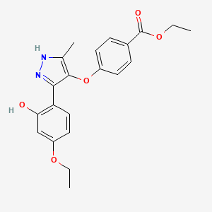 molecular formula C21H22N2O5 B2902904 ethyl 4-{[5-(4-ethoxy-2-hydroxyphenyl)-3-methyl-1H-pyrazol-4-yl]oxy}benzoate CAS No. 879473-08-2