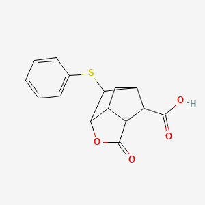 molecular formula C15H14O4S B2902908 2-oxo-6-(phenylsulfanyl)hexahydro-2H-3,5-methanocyclopenta[b]furan-7-carboxylic acid CAS No. 1071693-56-5