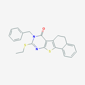 molecular formula C23H20N2OS2 B290291 8-benzyl-9-(ethylsulfanyl)-5,8-dihydronaphtho[2',1':4,5]thieno[2,3-d]pyrimidin-7(6H)-one 