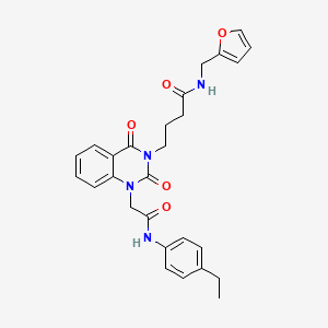 molecular formula C27H28N4O5 B2902917 4-[1-{2-[(4-ethylphenyl)amino]-2-oxoethyl}-2,4-dioxo-1,4-dihydroquinazolin-3(2H)-yl]-N-(2-furylmethyl)butanamide CAS No. 899932-61-7