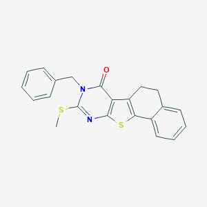molecular formula C22H18N2OS2 B290292 8-benzyl-9-(methylsulfanyl)-5,8-dihydronaphtho[2',1':4,5]thieno[2,3-d]pyrimidin-7(6H)-one 