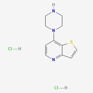 molecular formula C11H15Cl2N3S B2902929 1-{Thieno[3,2-b]pyridin-7-yl}piperazine dihydrochloride CAS No. 2138266-08-5