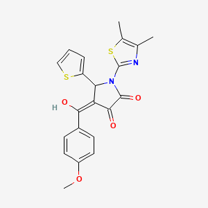 molecular formula C21H18N2O4S2 B2902939 1-(4,5-dimethylthiazol-2-yl)-3-hydroxy-4-(4-methoxybenzoyl)-5-(thiophen-2-yl)-1H-pyrrol-2(5H)-one CAS No. 840516-21-4