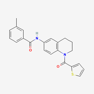 molecular formula C22H20N2O2S B2902943 3-methyl-N-[1-(thiophene-2-carbonyl)-3,4-dihydro-2H-quinolin-6-yl]benzamide CAS No. 1005292-56-7