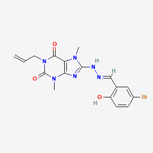 molecular formula C17H17BrN6O3 B2902951 (E)-1-allyl-8-(2-(5-bromo-2-hydroxybenzylidene)hydrazinyl)-3,7-dimethyl-1H-purine-2,6(3H,7H)-dione CAS No. 887200-76-2