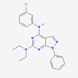 molecular formula C21H21ClN6 B2902957 N~4~-(3-chlorophenyl)-N~6~,N~6~-diethyl-1-phenyl-1H-pyrazolo[3,4-d]pyrimidine-4,6-diamine CAS No. 955339-25-0