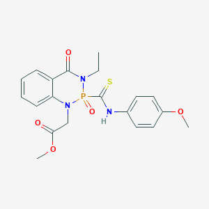 methyl (3-ethyl-2-[(4-methoxyanilino)carbothioyl]-2-oxido-4-oxo-3,4-dihydro-1,3,2-benzodiazaphosphinin-1(2H)-yl)acetate