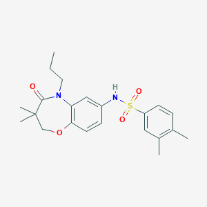 molecular formula C22H28N2O4S B2902970 N-(3,3-dimethyl-4-oxo-5-propyl-2,3,4,5-tetrahydrobenzo[b][1,4]oxazepin-7-yl)-3,4-dimethylbenzenesulfonamide CAS No. 922105-03-1