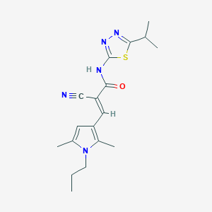 molecular formula C18H23N5OS B2902973 (E)-2-cyano-3-(2,5-dimethyl-1-propylpyrrol-3-yl)-N-(5-propan-2-yl-1,3,4-thiadiazol-2-yl)prop-2-enamide CAS No. 1211945-86-6