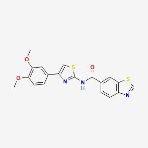 molecular formula C19H15N3O3S2 B2902976 N-(4-(3,4-dimethoxyphenyl)thiazol-2-yl)benzo[d]thiazole-6-carboxamide CAS No. 681168-04-7