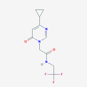 molecular formula C11H12F3N3O2 B2902977 2-(4-Cyclopropyl-6-oxopyrimidin-1-yl)-N-(2,2,2-trifluoroethyl)acetamide CAS No. 2324678-58-0