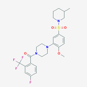 molecular formula C25H29F4N3O4S B2902979 [4-Fluoro-2-(trifluoromethyl)phenyl](4-{2-methoxy-5-[(3-methylpiperidino)sulfonyl]phenyl}piperazino)methanone CAS No. 924564-95-4