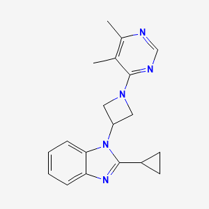 molecular formula C19H21N5 B2902980 2-Cyclopropyl-1-[1-(5,6-dimethylpyrimidin-4-yl)azetidin-3-yl]benzimidazole CAS No. 2380095-21-4