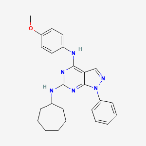 molecular formula C25H28N6O B2902986 N6-cycloheptyl-N4-(4-methoxyphenyl)-1-phenyl-1H-pyrazolo[3,4-d]pyrimidine-4,6-diamine CAS No. 946289-73-2