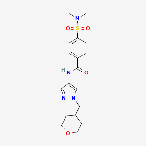 molecular formula C18H24N4O4S B2902988 4-(N,N-dimethylsulfamoyl)-N-(1-((tetrahydro-2H-pyran-4-yl)methyl)-1H-pyrazol-4-yl)benzamide CAS No. 1798485-56-9