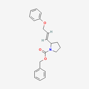 molecular formula C21H23NO3 B2902993 benzyl 2-[(1E)-3-phenoxyprop-1-en-1-yl]pyrrolidine-1-carboxylate CAS No. 956979-03-6
