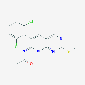 molecular formula C17H14Cl2N4OS B029030 N-[6-(2,6-二氯苯基)-8-甲基-2-(甲硫基)吡啶并[2,3-d]嘧啶-7(8H)-亚基]乙酰胺 CAS No. 185039-37-6