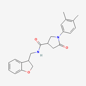 molecular formula C22H24N2O3 B2903000 N-[(2,3-dihydro-1-benzofuran-3-yl)methyl]-1-(3,4-dimethylphenyl)-5-oxopyrrolidine-3-carboxamide CAS No. 2097890-66-7