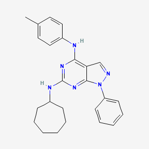 molecular formula C25H28N6 B2903007 N~6~-cycloheptyl-N~4~-(4-methylphenyl)-1-phenyl-1H-pyrazolo[3,4-d]pyrimidine-4,6-diamine CAS No. 946321-14-8