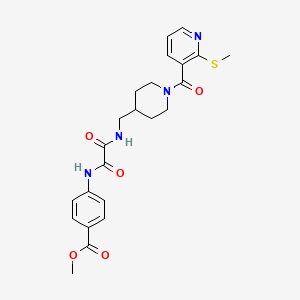 molecular formula C23H26N4O5S B2903012 Methyl 4-(2-(((1-(2-(methylthio)nicotinoyl)piperidin-4-yl)methyl)amino)-2-oxoacetamido)benzoate CAS No. 1234950-77-6