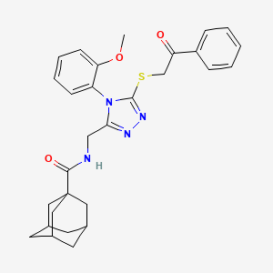 molecular formula C29H32N4O3S B2903015 N-[[4-(2-methoxyphenyl)-5-phenacylsulfanyl-1,2,4-triazol-3-yl]methyl]adamantane-1-carboxamide CAS No. 476440-15-0