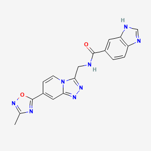 molecular formula C18H14N8O2 B2903018 N-((7-(3-methyl-1,2,4-oxadiazol-5-yl)-[1,2,4]triazolo[4,3-a]pyridin-3-yl)methyl)-1H-benzo[d]imidazole-5-carboxamide CAS No. 2034438-69-0