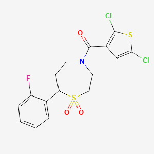 (2,5-Dichlorothiophen-3-yl)(7-(2-fluorophenyl)-1,1-dioxido-1,4-thiazepan-4-yl)methanone