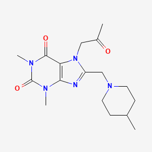 molecular formula C17H25N5O3 B2903030 1,3-Dimethyl-8-[(4-methylpiperidin-1-yl)methyl]-7-(2-oxopropyl)purine-2,6-dione CAS No. 838902-14-0