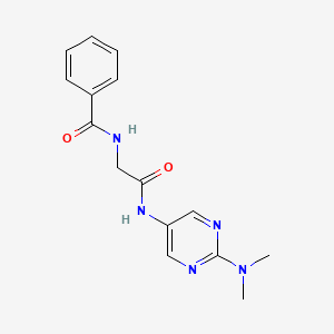 molecular formula C15H17N5O2 B2903046 N-(2-((2-(dimethylamino)pyrimidin-5-yl)amino)-2-oxoethyl)benzamide CAS No. 1396812-12-6