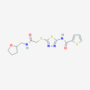 N-(5-((2-oxo-2-(((tetrahydrofuran-2-yl)methyl)amino)ethyl)thio)-1,3,4-thiadiazol-2-yl)thiophene-2-carboxamide