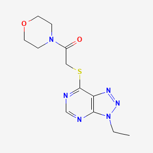 molecular formula C12H16N6O2S B2903066 2-((3-ethyl-3H-[1,2,3]triazolo[4,5-d]pyrimidin-7-yl)thio)-1-morpholinoethanone CAS No. 1058231-86-9