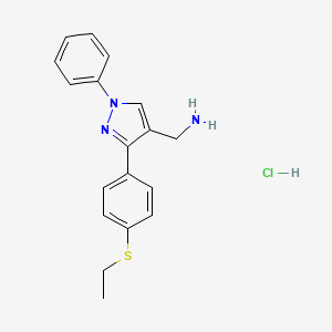 1-{3-[4-(ethylsulfanyl)phenyl]-1-phenyl-1H-pyrazol-4-yl}methanamine hydrochloride