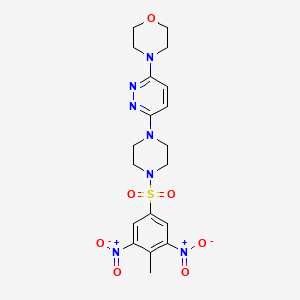 molecular formula C19H23N7O7S B2903072 4-(6-(4-((4-Methyl-3,5-dinitrophenyl)sulfonyl)piperazin-1-yl)pyridazin-3-yl)morpholine CAS No. 886893-89-6