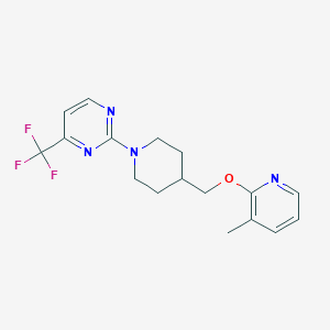 molecular formula C17H19F3N4O B2903078 2-(4-{[(3-Methylpyridin-2-yl)oxy]methyl}piperidin-1-yl)-4-(trifluoromethyl)pyrimidine CAS No. 2198840-47-8