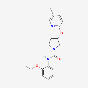 molecular formula C19H23N3O3 B2903080 N-(2-ethoxyphenyl)-3-((5-methylpyridin-2-yl)oxy)pyrrolidine-1-carboxamide CAS No. 1903255-95-7