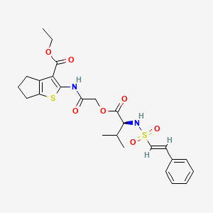 ethyl 2-[[2-[(2S)-3-methyl-2-[[(E)-2-phenylethenyl]sulfonylamino]butanoyl]oxyacetyl]amino]-5,6-dihydro-4H-cyclopenta[b]thiophene-3-carboxylate