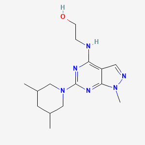 molecular formula C15H24N6O B2903098 2-((6-(3,5-dimethylpiperidin-1-yl)-1-methyl-1H-pyrazolo[3,4-d]pyrimidin-4-yl)amino)ethanol CAS No. 921154-89-4