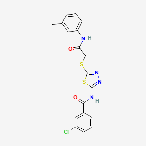 molecular formula C18H15ClN4O2S2 B2903102 3-chloro-N-(5-((2-oxo-2-(m-tolylamino)ethyl)thio)-1,3,4-thiadiazol-2-yl)benzamide CAS No. 392292-10-3